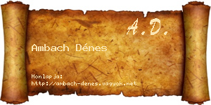 Ambach Dénes névjegykártya